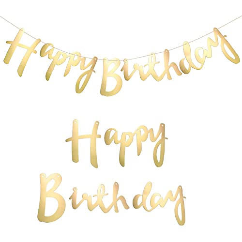 5 M Happy Birthday Striscione In Oro Metallizzato, Con Scritta "Happy Birthday", Ghirlanda Da Appendere, Decorazione Di Compleanno Per Adulti E Bambin