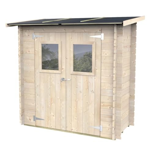 Tgg Box Capanno In Legno Addossato Jack Per Attrezzi Con Porta Doppia Finestrata 198 X 98 Cm