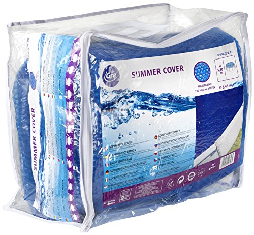 Gre Cpr550 - Copertura Estiva Per Piscina Rotonda Di 550 Cm Di Diametro, Colore Blu