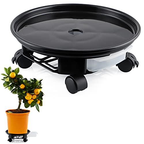 Skelang Portavaso Con Ruote 33 Cm, Porta Piante Con Ruote, Carrello Per Piante Con Contenitore Per L'Acqua Per Giardino, Patio, Cortile, Patio, Soggio