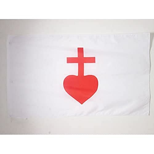 Az Flag Bandiera Sacro Cuore Di Gesù 150X90Cm - Bandiera Cattolica Francese 90 X 150 Cm Foro Per Asta