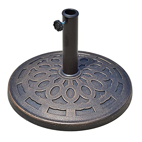 Outsunny Base Per Ombrellone Rotonda 14Kg In Resina Da Giardino, Φ48.5Cm Per Pali 38-48Mm, Bronzo