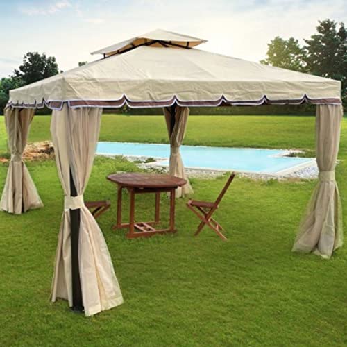 Gazebo Da Giardino Quadrato 3X3 Mt Con Teli Laterali