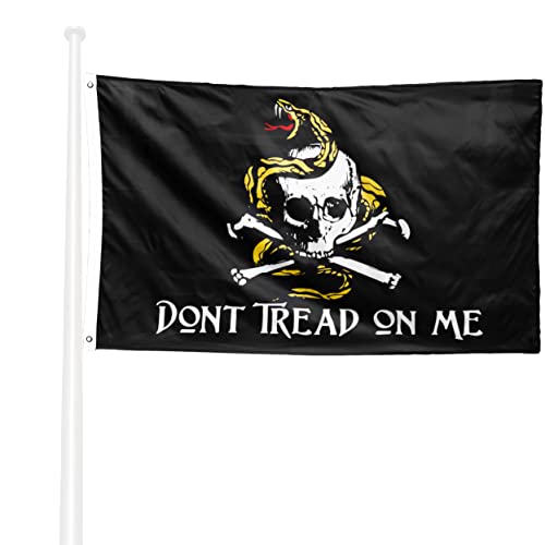 Klikil Bandiera Pirati 150X90 Gadsden - Bandiera Pirata Tessuto Da Esterno, Resistente Alle Intemperie Con 2 Occhielli Metallici. Pirate Flag Gadsden
