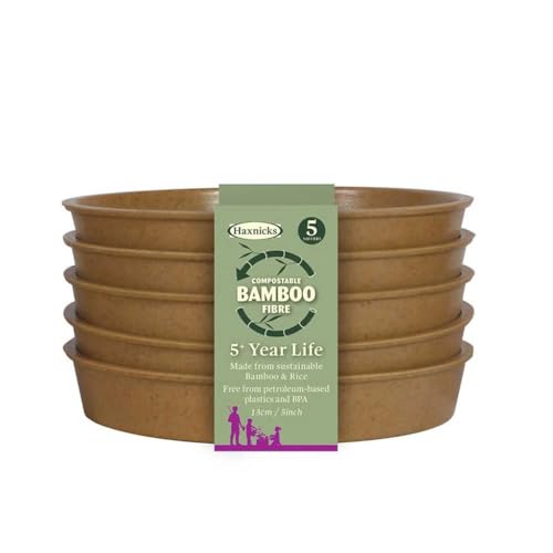 Haxnicks Pot120201 - Sottovaso In Fibra Di Bambù Sostenibile, Per Interni Ed Esterni, 13 Cm, Confezione Da 5, Colore: Terracotta