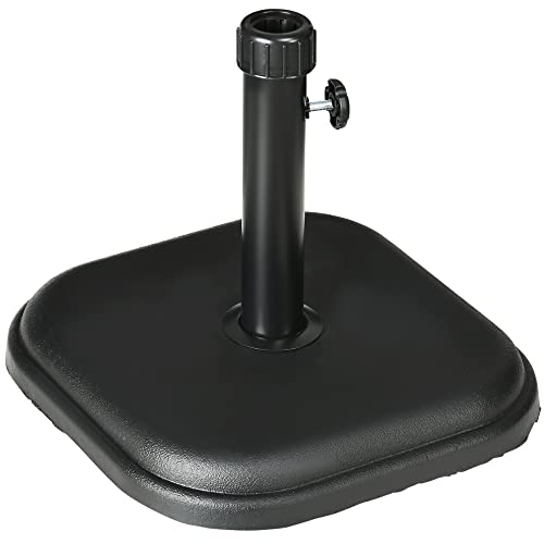 Outsunny Base Per Ombrellone Da Giardino In Plastica E Cemento Da 11Kg, Basamento Per Ombrellone Con Palo Da 32-38Mm, 36X36X31Cm, Nero