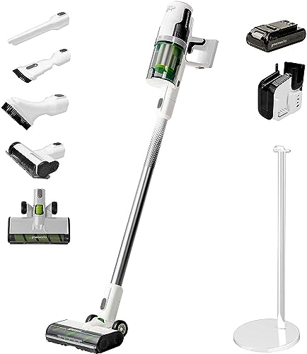 Greenworks Gd24Svk4D Potente Aspirapolvere Senza Filo Deluxe, Fino 45 Minuti, Filtro Hepa, Accessorio Per Peli Animali, 3 Livelli Di Potenza, Batteria
