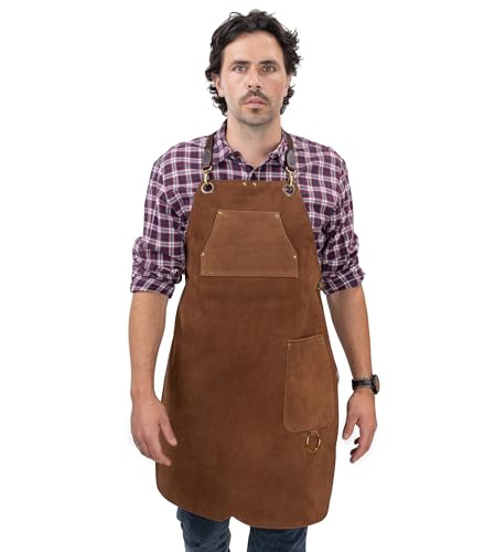 Angus Stoke Grembiule In Pelle Premium - Grembiule Da Barbecue In Pelle Pieno Fiore - Grembiule In Pelle One-Cut Vintage - Bbq & Kitchen - Stan (Xxl-X