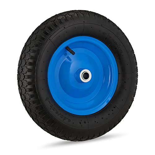 Relaxdays Ruota Per Carriola 4.80 4.00-8, Ad Aria, Pneumatico Di Scorta Per Carretti, Cerchione In Acciaio, Nero Blu