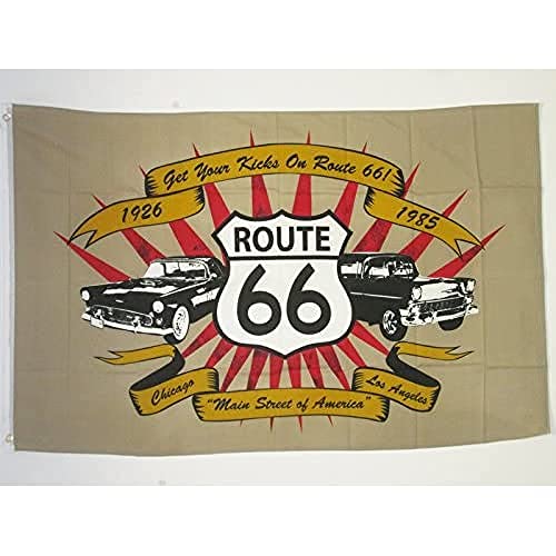 Bandiera United States Strada 66 150X90Cm - Bandiera Road 66 - Americana – Usa 90 X 150 Cm - Az Flag