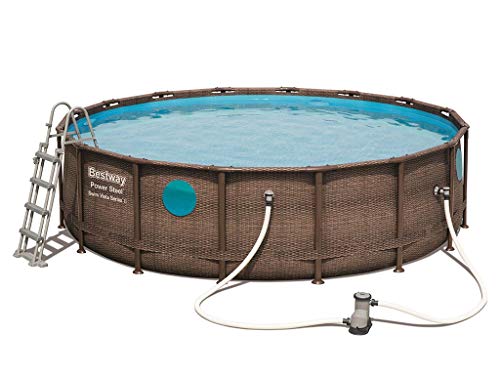 Bestway 56725-3 Set Piscina Fuori Terra Power Steel Swim Vista Rotonda Da 488X122 Cm