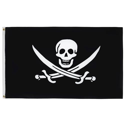 Az Flag Bandiera Pirata Jack Rackham 150X90Cm - Bandiera Dei Pirati - Teschio 90 X 150 Cm