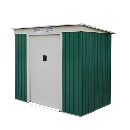 Iperbriko Box Casetta Da Giardino In Lamiera Verde Tetto Crema Basic Xs 201X121X H176 Cm