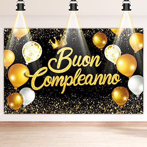 Decorazione Buon Compleanno Oro Nero Festone Compleanno Grande Sfondo Fotografico Striscione Addobi Per Festa Di Compleanno Bambini Uomo Donna (Oro Ne