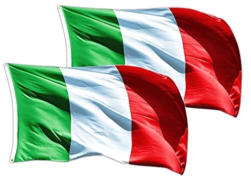 Andrà Tutto Bene Bandiera Italia 5 * 3Ft 90X150Cm Tricolore Azzurri Nazionale Tessuto Resistente Allo Sbandieramento Italy Flag (Set 2 Pezzi)