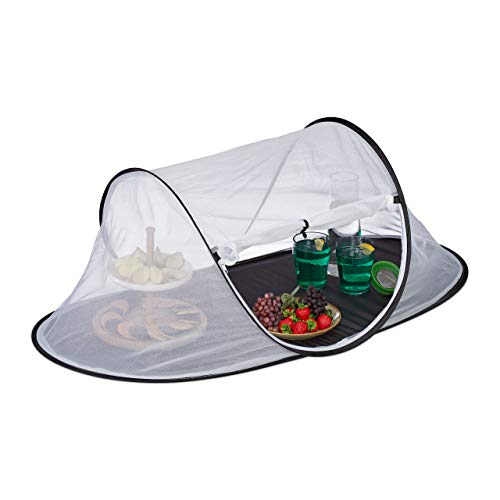 Relaxdays Coprivivande In Rete, Antimosche. Grande, Per Frutta & Dolci, Protezione Da Insetti, 40X107X58 Cm, Bianco/Nero