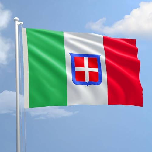 Bandiera Regno D'Italia 1861 100X150 Cm In Poliestere Nautico 115 Gr/Mq Con Doppia Piega Perimetrale, Corda E Guaina.Adatto Sia In/Out Door