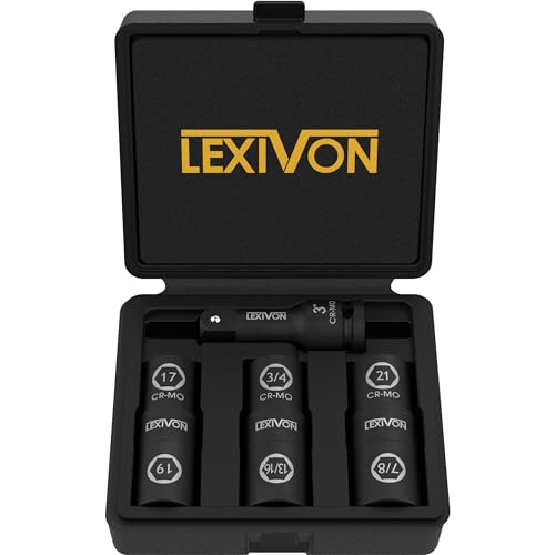 Lexivon Set Di Chiavi A Bussola Bocca Esagonale Per Chiave Dinamometrica, Chiave A Cricchetto E Avvitatore A Batteria, Misure 17/19/21 Mm, Prolunghe D