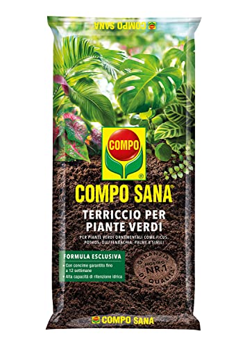 Compo Sana Terriccio Per Piante Verdi, Per Piante Verdi Ornamentali, Con Aggiunta Di Argilla, Sacco 10 L
