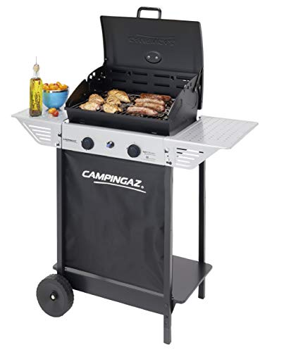 Campingaz Bbq A Roccia Lavica Xpert 100 L Plus Rocky, Barbecue Grill Compatto A Due Bruciatori, 98 X 48 X 124 Cm, Nero Argento