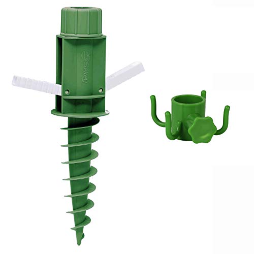 Sekey Picchetto Di Supporto Per Ombrellone Mare Spiaggia Vacanze Sole Giardino Punta Terra Sabbia Trivella Gancio Per Ombrellone (Verde)