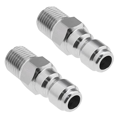 Emagtech 2 Pezzi Adattatore Idropulitrice 1/4 Pollici Spina Bsp Attacco Rapido Spina 304 In Acciaio Inox Frizione Uscita Pistola Spruzzo 5000 Psi