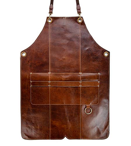 Angus Stoke Grembiule In Pelle Di Qualità Bob - Grembiule Da Grigliata 100% Pelle - Grembiule Vintage In Pelle Per Barbecue E Cucina (Xxl-Xxxl)