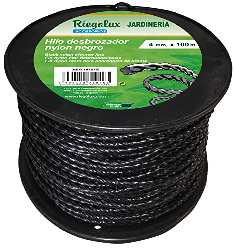Riegolux Filo Decespugliatore Nylon Elicoidale, Nero, 4 Mm X 100 M, Filo Decespugliatore Per Disco Decespugliatore, Filo Di Nylon Decespugliatore Per