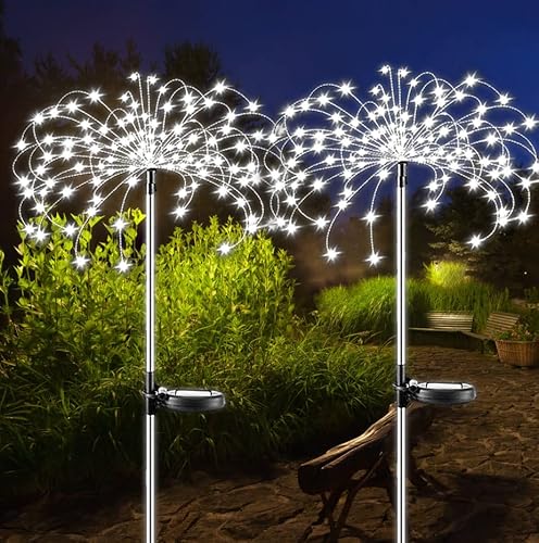 Luci A Energia Solare - 2 Pezzi 150 Led Luci Solari Esterno, Solare Fuochi D'Artificio Decorative Luci Con 2 Modalità Di Illuminazione,Lampade Solari