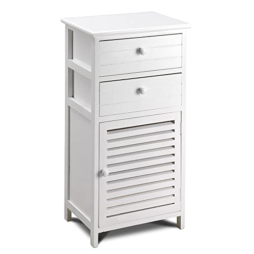 King Home C656896 Cassettiera 2 Cassetti Con Anta, Bianco