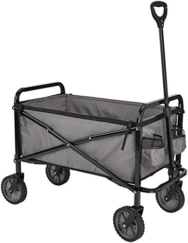 Amazon Basics - Collezione Utensili Da Giardino - Carrello Da Giardino, Pieghevole, Per Esterni, Con Borsa Di Custodia, Grigio