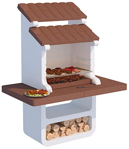 Barbecue Beton Carbone-Legna 'Fiamma' Prefabbricato In Cemento Cm.L150Xp90Xh185
