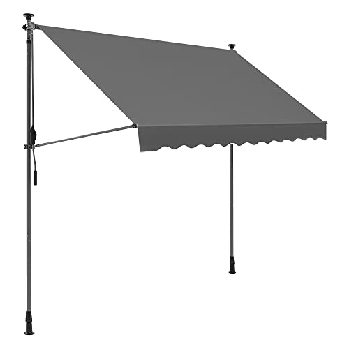 Songmics Tenda A Morsetto, 250 X 130 Cm, Tenda Da Balcone, Regolabile In Altezza, Con Manovella, Protezione Solare, Per Balcone, Terrazza, Giardino, A