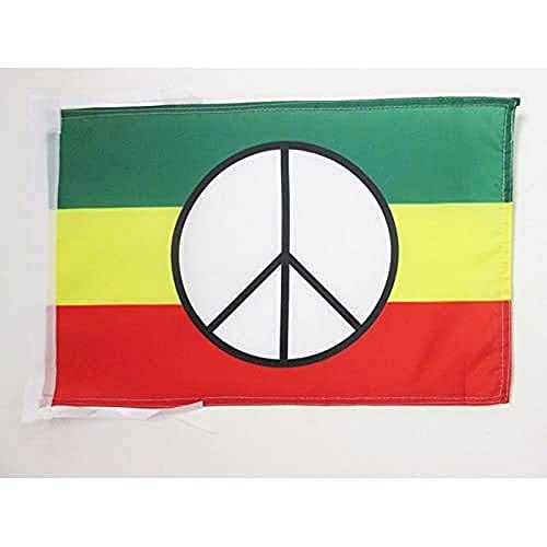 Az Flag Bandiera Pace Rasta 45X30Cm - Bandierina Rasta - Bob Marley 30 X 45 Cm Cordicelle