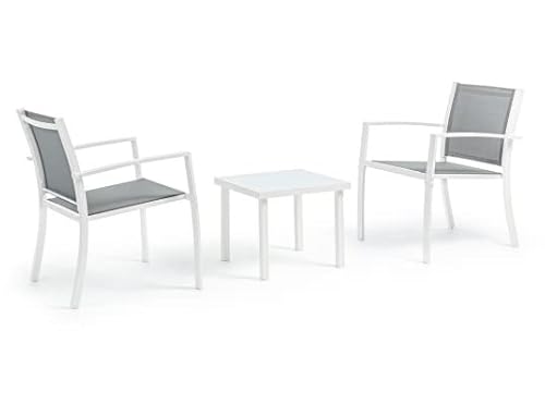 Set 3 Pezzi Da Giardino Salotto In Metallo Auri Bianco
