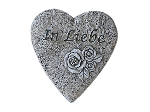 Bambelaa!,Decorazione Tombale, Decorazione Per Lapide A Forma Di Cuore Con Scritta "In Amore", In Finta Pietra, Per Cimitero