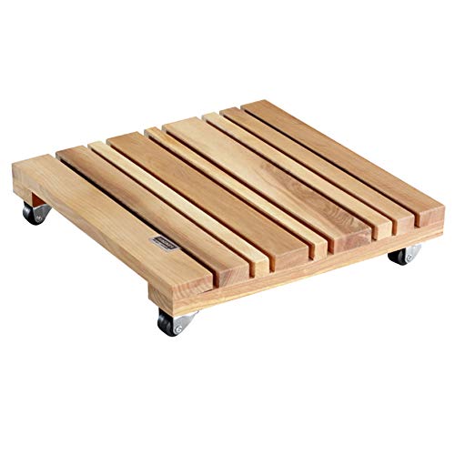 Wagner Carrello Per Piante Feng Shui 28 X 28 X 5,5 Cm I Per Interni, Ontano Naturale, Oliato I Carrello Per Fiori In Legno Massello Fsc® Con Ruote I P