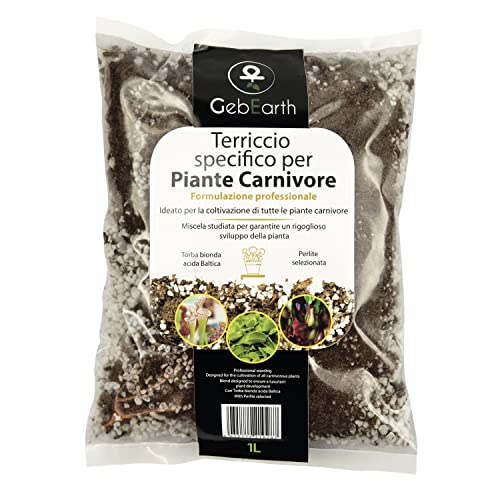 Gebearth - Terriccio Per Piante Carnivore Da 1 Litro, Miscela Professionale Di Torba Bionda Acida Di Sfagno E Perlite Espansa【 Ideale Per Tutte Le Pia