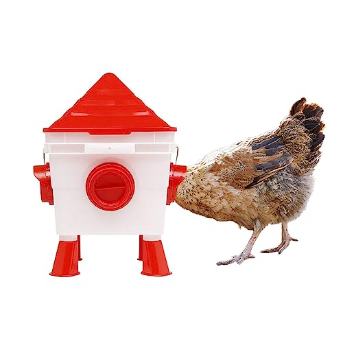 Easy Media Mangiatoia Per Galline, Polli, Da 5Kg, Automatica, Antispreco, Antipioggia, Antitopo, Con 4 Porte Di Alimentazione, Con Piedini O Da Append