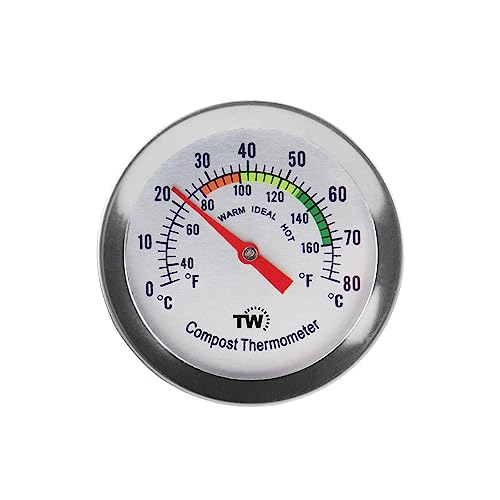 Termometro Per Compost – Termometro Per Compost In Acciaio Inox Per Casa E Cortile, Diametro 50 Mm, Quadrante C & F, 295 Mm, Acceleratore Per Compost