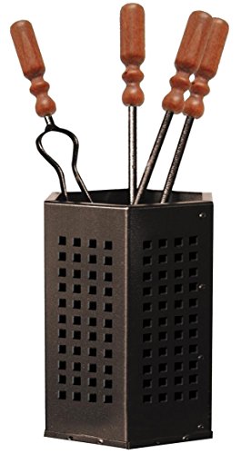 Capaldo - Set Da Camino, In Acciaio, Con 4 Accessori Con Impugnatura In Legno, Altezza 50 Cm