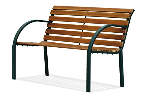 Garden Friend Panca Parco Materiale Acciaio E Legno, Multicolore, 65 X 125 X 7 Cm