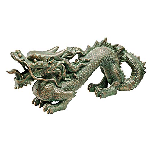 Design Toscano Eu9306 Statua Drago Asiatico Della Grande Muraglia Cinese, Resina, Multicolore