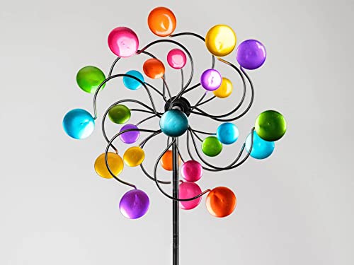 Girandola Colorata Per Giardino In Metallo Scacciapensieri Mulino A Vento 126 Cm