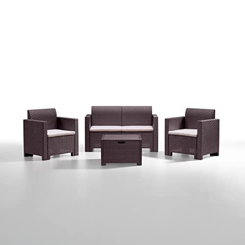 Bica 9067.3 Set Nebraska Salottino 4 Posti, Marrone, 281 X 155 X 79 Cm
