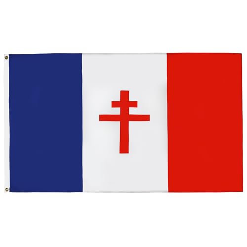 Az Flag Bandiera Francia Libera 1940-1944 150X90Cm - Bandiera Movimento France Libre - De Gaulle 90 X 150 Cm