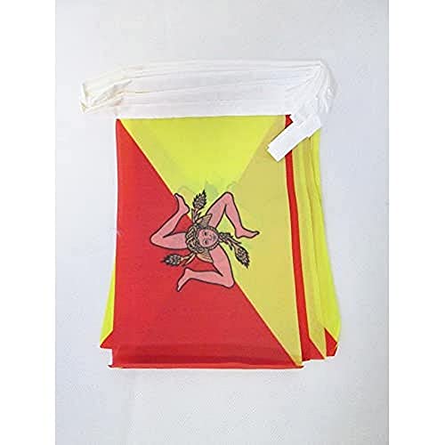 Az Flag Ghirlanda 6 Metri 20 Bandiere Sicilia 21X15Cm - Bandiera Siciliana - Italia 15 X 21 Cm - Festone Bandierine