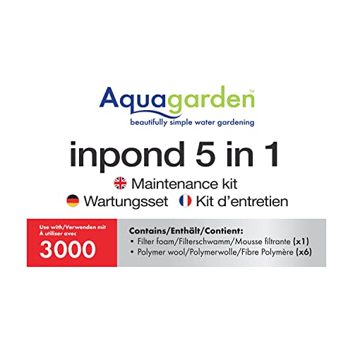 Aquagarden Kit Filtro Per Laghetto, Filtro In Schiuma, Cuscinetti Filtranti In Lana Polimerica, Kit Per La Cura Dello Stagno, Adatto Per Laghetti 5 In