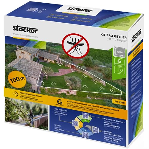 Stocker - Kit Pro Geyser 100 M Di Tubo, 40 Ugelli, 40 Raccordi A T, 5 Raccordi A L, 5 Raccordi Dritti, 5 Tappi Di Chiusura