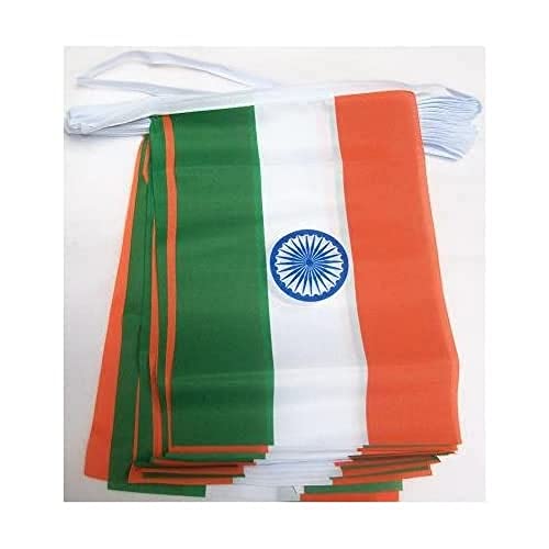 Az Flag Ghirlanda 6 Metri 20 Bandiere India 21X15Cm - Bandiera Indiana 15 X 21 Cm - Festone Bandierine